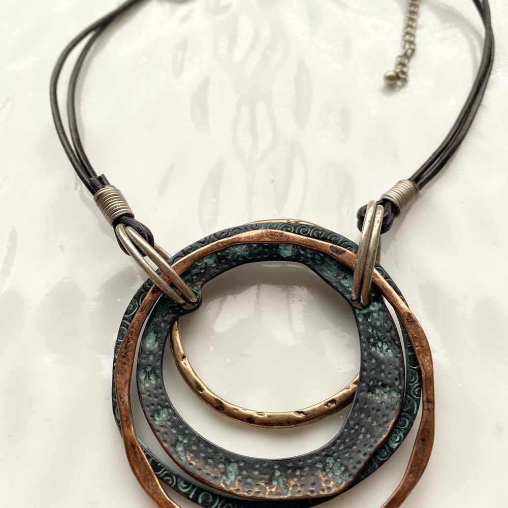 Bohemian Mixed Metals Artist Created Pendant Necklace 16” inches with extender. - Picture 4 of 7
